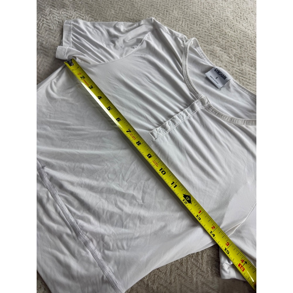 Gymshark Womens White Training Henley Crop Top Short Sleeve B9A5F Size S‎ - Picture 6 of 10